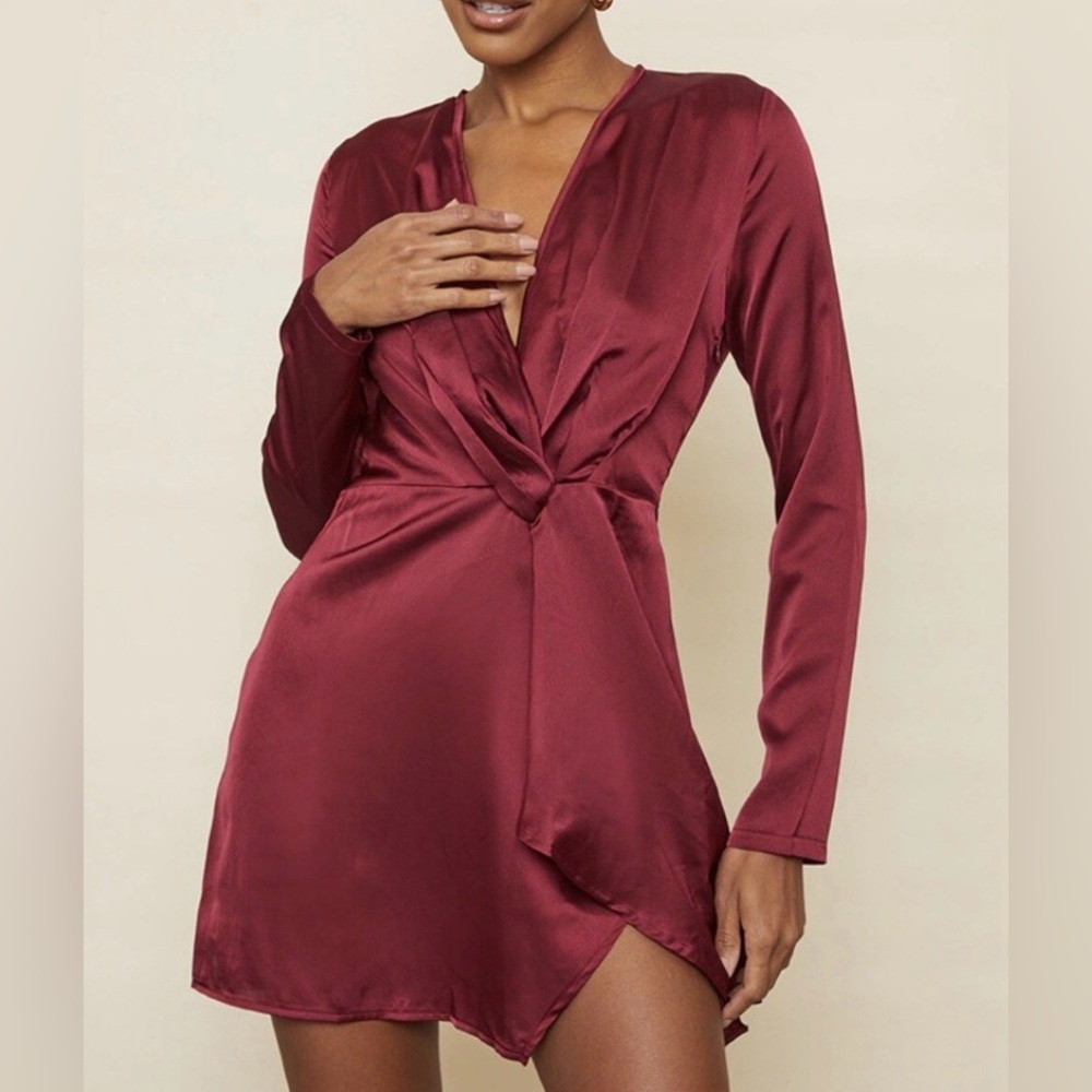 PrettyLittleThing Deep Red Satin Mini Dress